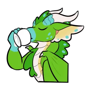 ☕ 龙, 饮用, 幻想, 卡通, 绿色, 杯子, 动物 telegram sticker