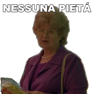 😒 NESSUNA PIETÀ femme, italien, phrase, pas de pitié, mème whatsapp sticker