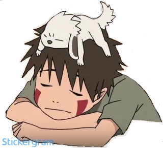 😴 Kiba Inuzuka Naruto Anime, Chien, Dormir, Kiba, Akemaru telegram sticker