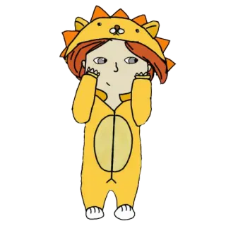 🦁 Kigurumi, Onesie, Disfraz de animal, Dibujos animados, Anime, Personaje, Lindo, Amarillo telegram sticker