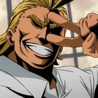 🎭 All Might My Hero Academia Аниме, Моя геройская академия, Всемогущий, Герой, Знак мира whatsapp sticker