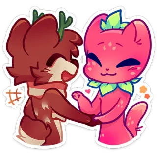 🤝 schattig, cartoon, dieren, vriendschap, kawaii telegram sticker