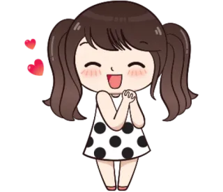 🥰 Desenho animado, Fofo, Menina, Corações, Amor, Alegre whatsapp sticker