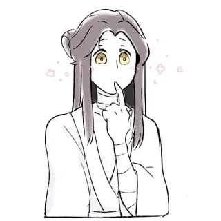 🥢 anime, manga, finger to lips, shhh, quiet, cartoon telegram sticker