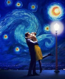 ❤ paar, kuss, sternennacht, vincent van gogh, kunst, liebe, romantik telegram sticker
