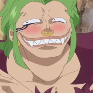 🏴‍☠️ Trebol One Piece Аниме, One Piece, Требол, Персонаж, Злодей, Зеленые волосы, Придурковатый telegram sticker