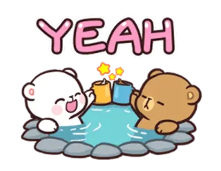 🍻 YEAH celebration, bears, cartoon, friendship telegram sticker