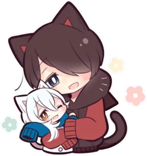 ❤ Anime, orecchie da gatto, carino, Chibi, kawaii, animale domestico, cartone animato whatsapp sticker