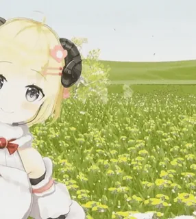 👀 Anime, Chica oveja, Chica anime, Campo, Flores, Lindo, Kawaii telegram sticker