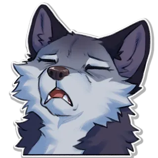 😵 หมาป่า, เฟอร์รี่, สัตว์, เศร้า, ทุกข์ใจ, การ์ตูน telegram sticker