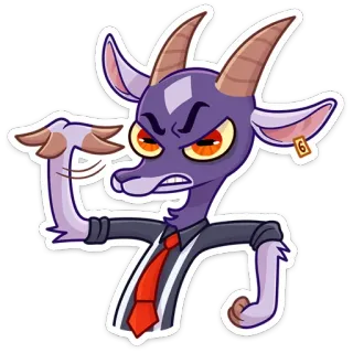 😡 goat, animal, cartoon, suit, tie, angry, funny telegram sticker