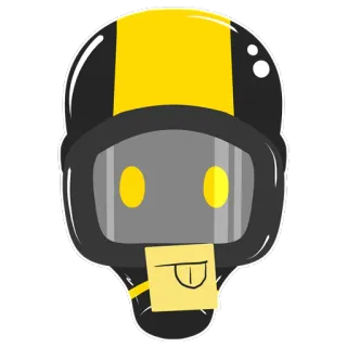 😛 naklejka, kask, żółty, czarny, język, twarz telegram sticker