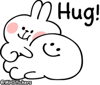 🤗 Hug! abrazo, lindo, animal, conejo, conejito, amigable whatsapp sticker