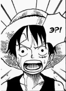 😶 Monkey D. Luffy One Piece Э?! monkey d luffy, one piece, anime, manga, zszokowany, słomiany kapelusz telegram sticker