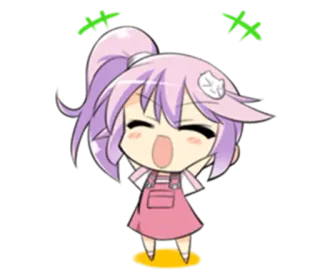 😝 Chibi, Anime, Kawaii, Garota, Rosa, Roxo, Desenho animado telegram sticker