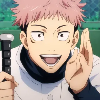 ➿ Yuji Itadori Jujutsu Kaisen Anime, Béisbol, Yuji Itadori, Personaje, Bate de béisbol, Deporte telegram sticker
