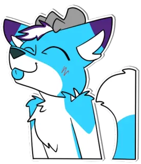 🐶 Furry, Rubah, Biru, Putih, Kartun, Binatang whatsapp sticker