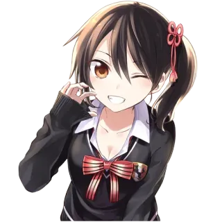 😉 애니메이션 소녀, 윙크, 귀여운, 카와이, 교복, 만화 telegram sticker
