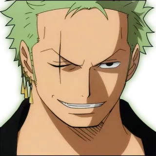 😏 Zoro One Piece anime, swordsman, pirate, green hair telegram sticker