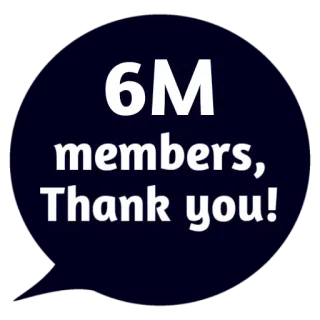 😵 6M members, Thank you! membros, obrigado, celebração, marco, comunidade telegram sticker