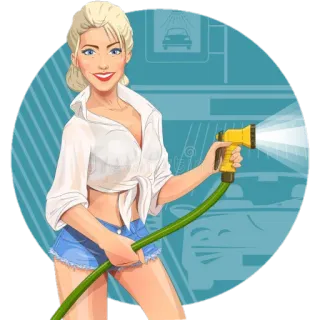 👩 mulher, lava a jato, mangueira, limpeza, loira telegram sticker
