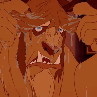 🥀 Beast Beauty and the Beast disney, beast, sad, crying, animation, cartoon telegram sticker