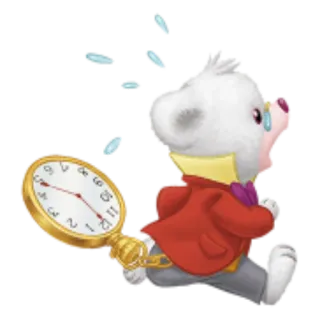 ⌚️ White Rabbit Alice in Wonderland coniglio, orologio, alice nel paese delle meraviglie, personaggio, correndo, cartone animato, fantasia telegram sticker