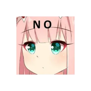 👎 NO Anime, Zero Two, No, Pelo rosa, Lindo, Dibujos animados telegram sticker