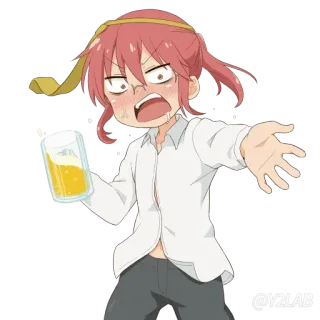 🍺 anime, borracho, dibujos animados, personaje, ilustración, lindo whatsapp sticker