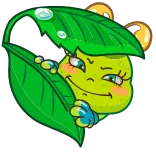 😉 青蛙, 卡通, 可爱, 叶子, 动物, 角色, 插图 whatsapp sticker
