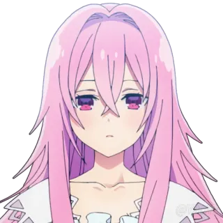 😐 Anime, Mädchen, pinke Haare, lange Haare, lila Augen, Charakter telegram sticker