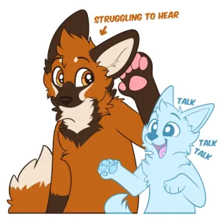 🦻 STRUGGLING TO HEAR TALK TALK TALK cartone animato, cane, in difficoltà, sentire, parlare telegram sticker