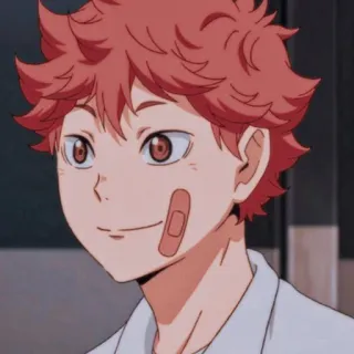 💫 Hinata Anime, Charakter, Lächeln, Verband, Haikyuu, Shoyo Hinata telegram sticker