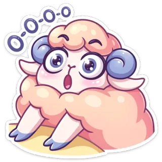 😳 O-o-o-o овца, милый, животное, мультик, стикер whatsapp sticker