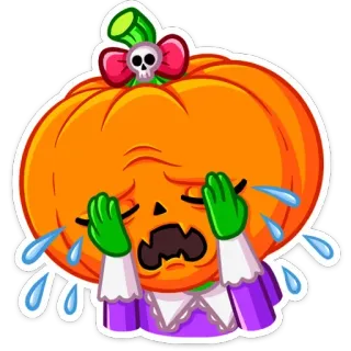 😭 zucca, piangere, triste, Halloween, emoji, adesivo telegram sticker