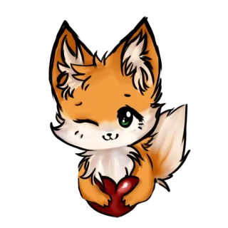 ❤ fox, cute, animal, heart, kawaii, cartoon telegram sticker
