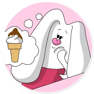 🍦 мороженое, кролик, думает, мультфильм, еда, десерт telegram sticker