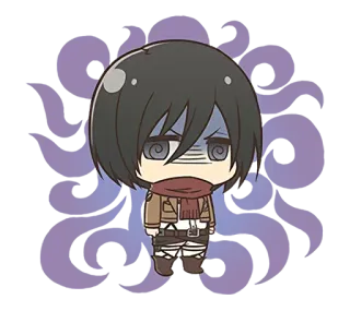 🤨 Mikasa Ackerman Attack on Titan Anime, L'Attaque des Titans, Mikasa Ackerman, Chibi, Épuisé telegram sticker