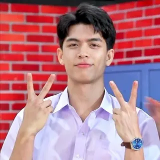 🥃 estudiante, adolescente, asiático, joven, signo de paz whatsapp sticker