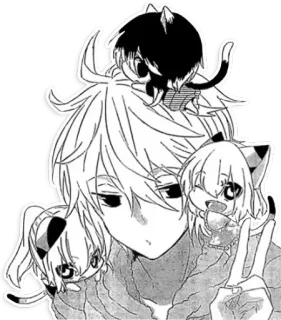 ✌ Anime, Manga, Cartone animato, Personaggio, Kawaii, Segno di pace, Gatti, Carino telegram sticker
