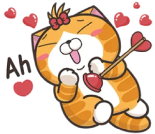 😐 Ah Katze, Liebe, Pfeil, Herz, Cartoon, Süß, Fröhlich telegram sticker