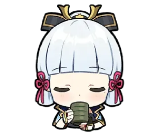 🍵 Kamisato Ayaka Genshin Impact anime, game, ayaka, chibi, cute, kawaii, drinking tea telegram sticker