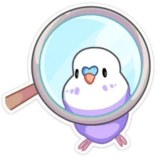 🔍 vogel, parkiet, vergrootglas, schattig, dier, sticker telegram sticker