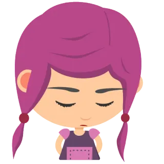 😔 Cartoon, Mädchen, Illustration, Zöpfe, Süß telegram sticker