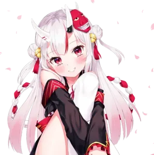 ☺️ Fille anime, Mignon, Kawaii, Masque Oni, Youtubeuse virtuelle, VTuber, Anime telegram sticker