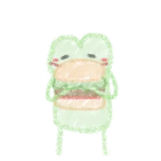 🍔 rã, hambúrguer, fofo, kawaii, comida, animal, adesivo telegram sticker