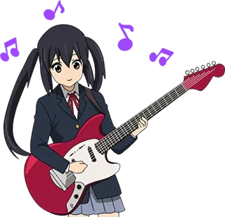 🎸 Azusa Nakano K-On! anime, guitar, music, girl, cute telegram sticker