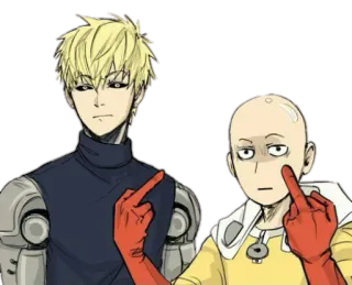 🖕 Saitama One-Punch Man Сайтама, Ванпанчмен, Генос, Аниме, Манга, Средний палец, Оскорбительный жест whatsapp sticker