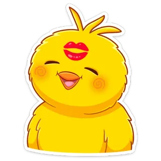 💋 słodki, pocałunek, zwierzę, kurczak, pisklę, ptak, żółty telegram sticker
