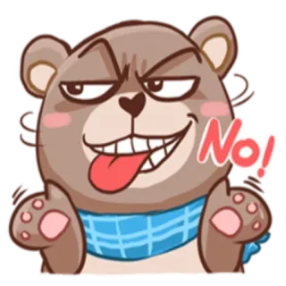 😒 No! 熊, 卡通, 不, 拒绝, 表情, 负面, 可爱 telegram sticker